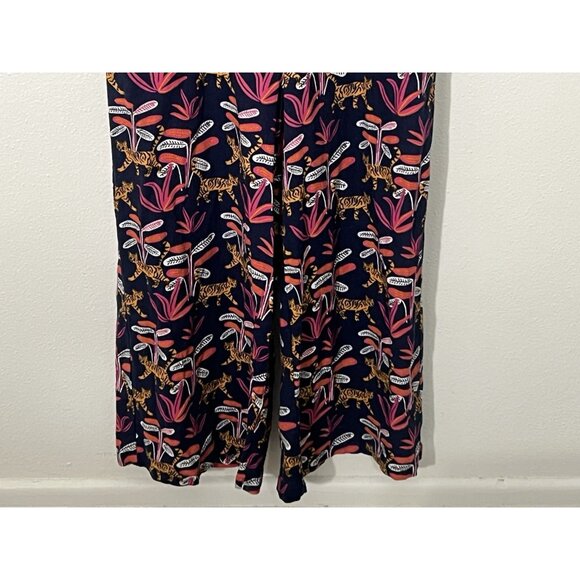 ModCloth Bold Notion Cat Jumpsuit Size Small Linen Blend Colorful - Picture 3 of 16